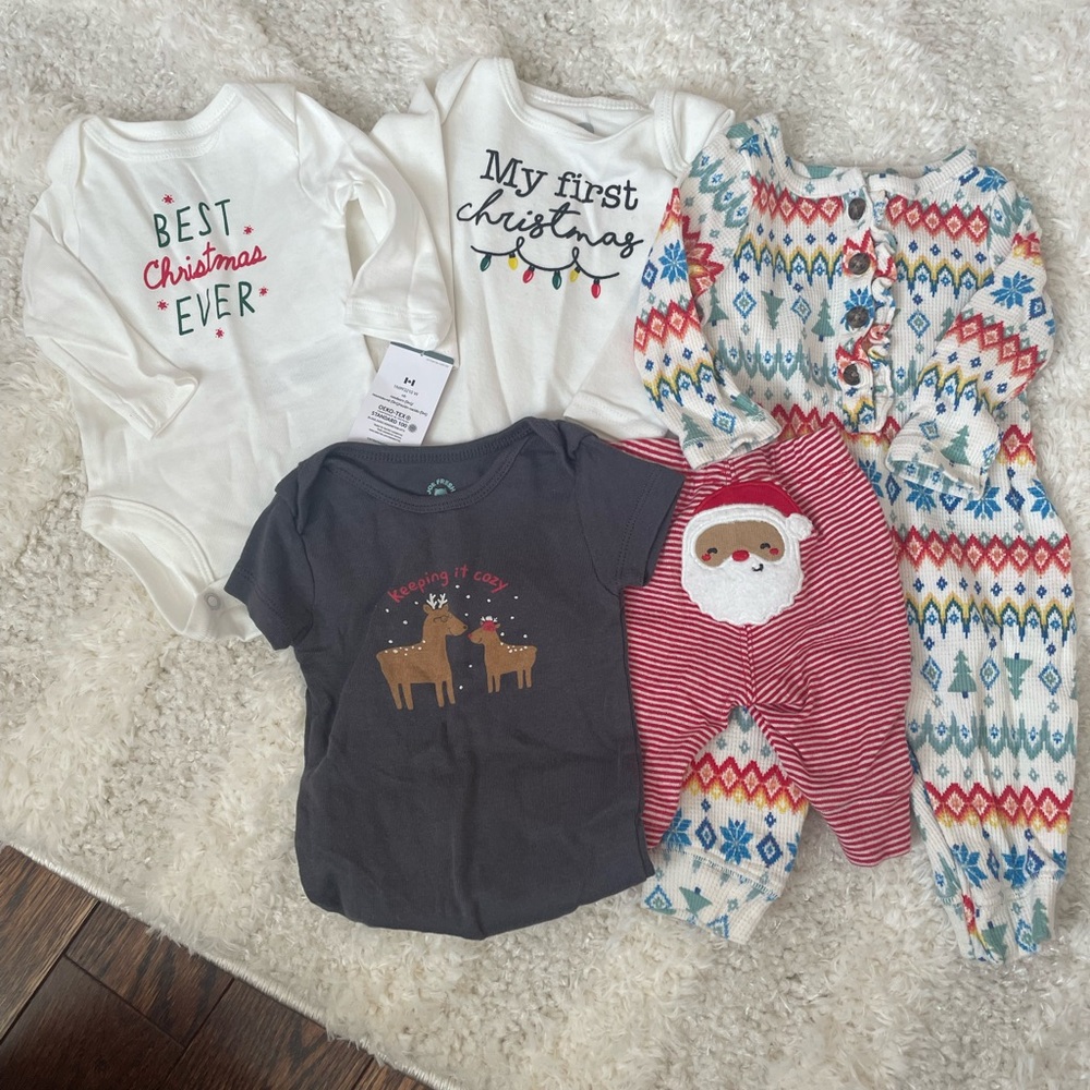 Newborn first Christmas onesies and outfits